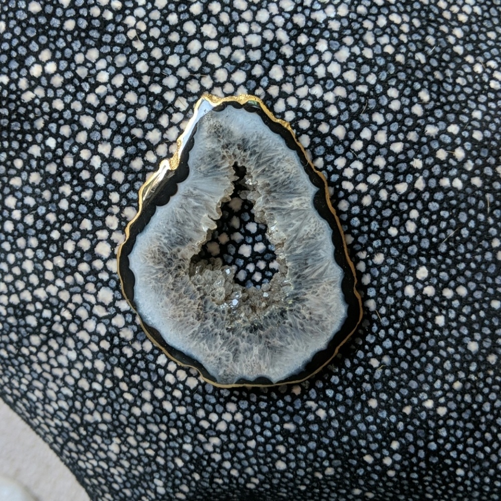Black and white druzy stone cuff
